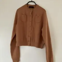 CABAN ベージュ 長袖カーディガン　コットン　シルク　オレンジベージュ