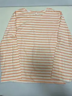 【新品未使用】長袖 トップス ボーダー オレンジ シャツ Lサイズ レディース