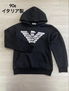 EMPORIO ARMANI 90s イタリア製 フーディ パーカー 黒 Lのサムネイル