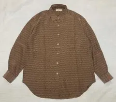 Max Mara 白タグ シルク100% ボウタイブラウス 38 総柄 イタリア