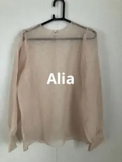 Alia アリア　ベージュ シースルー 長袖チュール　シアートップスのサムネイル