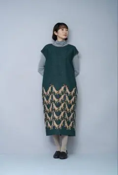 美品　mina perhonen wolf&flower ニットキャップ mina perhonen ミナ ペルホネン wolf & flower ウルフ & フラワー 新作