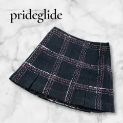 prideglide チェック　ツイードミニスカート 38 M