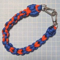 スマホストラップ NK 青色 オレンジ シンメ ペア ハート編み パラコード