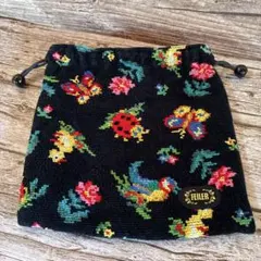美品【大人気】FEILER フェイラー 巾着ポーチ 花柄 蝶々 てんとう虫