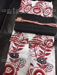 アナスイ ANNASUI 浴衣 綿麻 変わり織り 夏用単衣着物 椿桃色 抽象模様 