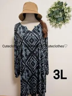 4L♡新品大きいサイズ♡お洒落な♡幾何学柄ワンピース