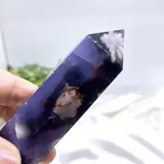 【天然石】希少なブルー桜瑪瑙 ポイント◆タワー◆六角柱