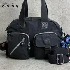✨良品✨ キプリング 2way ショルダーバッグ マルチポケット 黒色