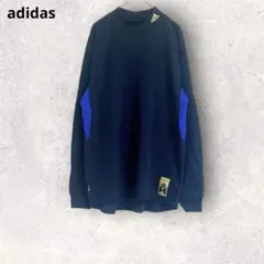 adidas アディダス　トレーニングシャツ　長袖　練習着　M ネイビー×ブルー