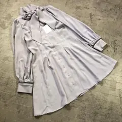 【GRL】グレイル（M）タグ付き ボウタイ スタンドカラー  フレア ワンピース