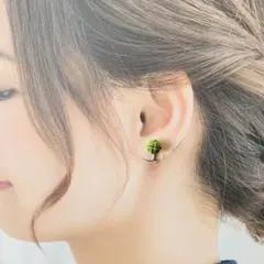 水引 玉結びイヤリング 抹茶色