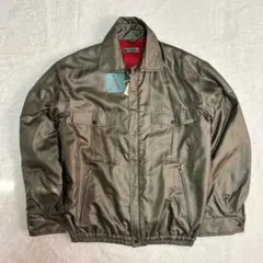 【新品】90sタグ付き光沢ブルゾン　ミリタリー　レトロ　アメカジ　未使用ボア刺繍