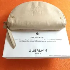 新品 未使用 GUERLAIN ゲラン ポーチ ベージュ ベロア 半月形 包紙付のサムネイル
