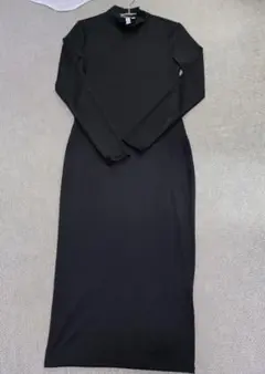 H&M スタンドカラーワンピース タイト ロング 黒 Sサイズ