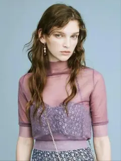 スナイデル ハイネックシースルーニットプルオーバー