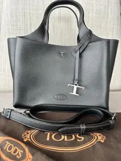 TOD'S トッズ レザー ミニトートバッグ T Timeless ブラックのサムネイル
