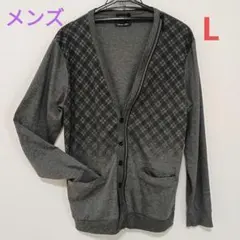 値下げ[メンズ]グレー チェック柄 カーディガンのサムネイル