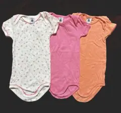 【美品】半袖肌着ロンパース　3枚セット　プチバトー　18m/81