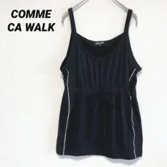 COMME CA WALK 黒 キャミソール チュニックワンピース リボン L