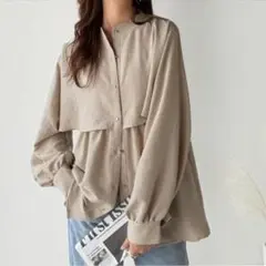 クラシカルエルフ ぺプラムケープシャツ XL 長袖 ブラウス バンドカラーのサムネイル