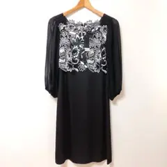 新品✨クリスセリーン　シフォン　レース　膝丈ワンピース　ブラック　Mのサムネイル