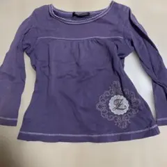 紫色 刺繍入り 長袖カットソー