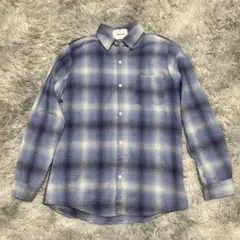 maison club オンブレ チェックシャツ 青 古着