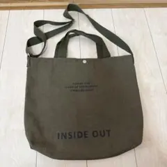 2WAY キャンバ トートバッグ カーキ ショルダーバッグ INSIDE OUTのサムネイル