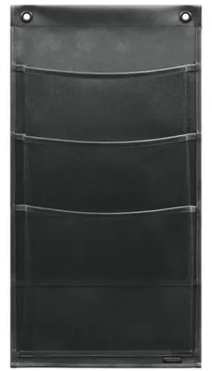 サキ　ウォールポケット マチ付マガジン3P 黒 合皮×メッシュ W-431