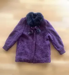 レナウン ウールコート ファー付 レディース パープル renown