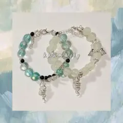 【霊蛇】ガラスビーズ　ビーズブレスレット　ガラスブレスレット　2本セット