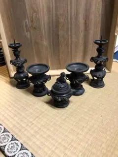 高級仏具セット 銅製 （獅子香炉花瓶燭台）輪灯 木箱入り 10kg 伝統 
