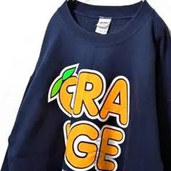 ギルダン オレンジレイズ デカロゴ スウェットトレーナー ネイビー紺色L古着