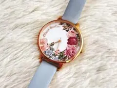 OLIVIA BURTON 花柄 腕時計 レディース ブルー 箱付き 電池切れ