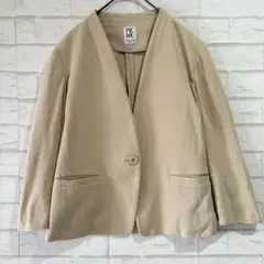 MK MICHEL KLEIN ノーカラージャケット（38）ベージュ 綿100%のサムネイル