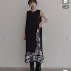 Eimee Law アシンメトリー ニュースペーパー柄ワンピース