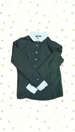 earth チェック柄 長袖シャツ ダークグリーン