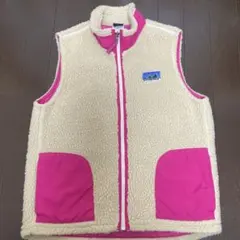 patagonia フリースベスト クリーム/ピンク