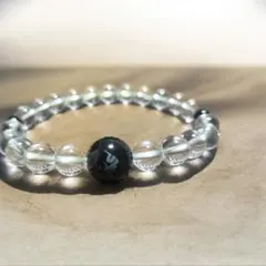 クリスタルと黒ビーズの数珠　酉年