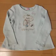 mezzo piano 水色 クマ刺繍長袖 トレーナー 120cm