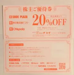 チヨダ 株主優待 20%引券 シュープラザ 東京靴流通