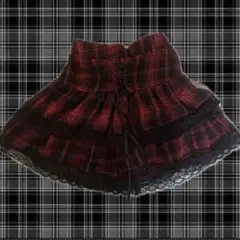 y2k❤︎パンク❤︎地雷❤︎赤と黒のチェック柄フリルミニスカート