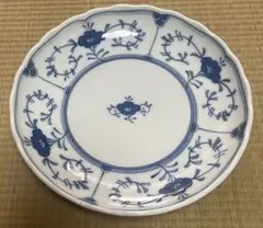 美品】有田焼 青花 しん窯 花と人形 八方割 和食器 6寸皿 2枚セット
