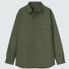 【希少XL】ユニクロ ストレッチツイルオーバーサイズシャツ オリーブ 厚手 完売