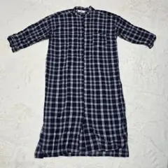r•p•s ネイビー系 チェック シャツワンピース M 7分袖 ロング丈 美品