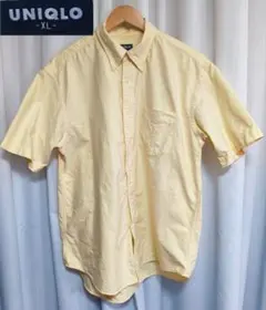 【紺タグ】UNIQLO　オックスフォード半袖BDシャツ　XL　パステルイエロー