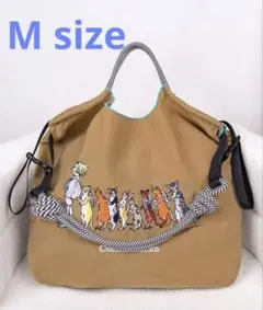 猫柄　刺繍エコバッグ