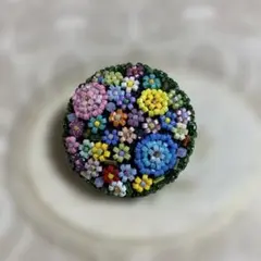 ビーズ刺繍 花柄ブローチ@278