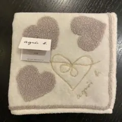 新品 agnes b. ハート柄 タオルハンカチ